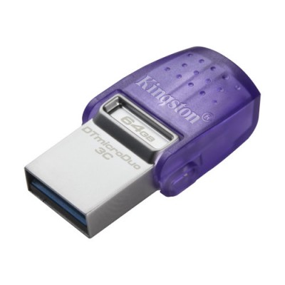 Kingston Technology DataTraveler microDuo 3C unidad flash USB 64 GB USB Type A USB Type C 32 Gen 1 31 Gen 1 Purpura Acero inoxi