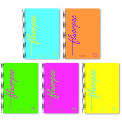 CUADERNO SERIE FLUORPAC TAPA POLIPROPILENO 90 GRS FLUOR 4º 155X215MM 80 HOJAS CUADRiCULA 4X4 CON MARGEN SURTIDO PACSA 16552