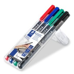 1385-ESTUCHE 4 MARCADORES LUMOCOLOR PERMANENTE PUNTA SUPERFINA 0,4MM. SURTIDOS STAEDTLER 313 WP4