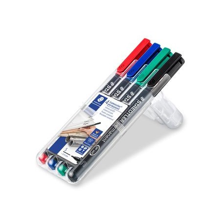 1385-ESTUCHE 4 MARCADORES LUMOCOLOR PERMANENTE PUNTA SUPERFINA 0,4MM. SURTIDOS STAEDTLER 313 WP4