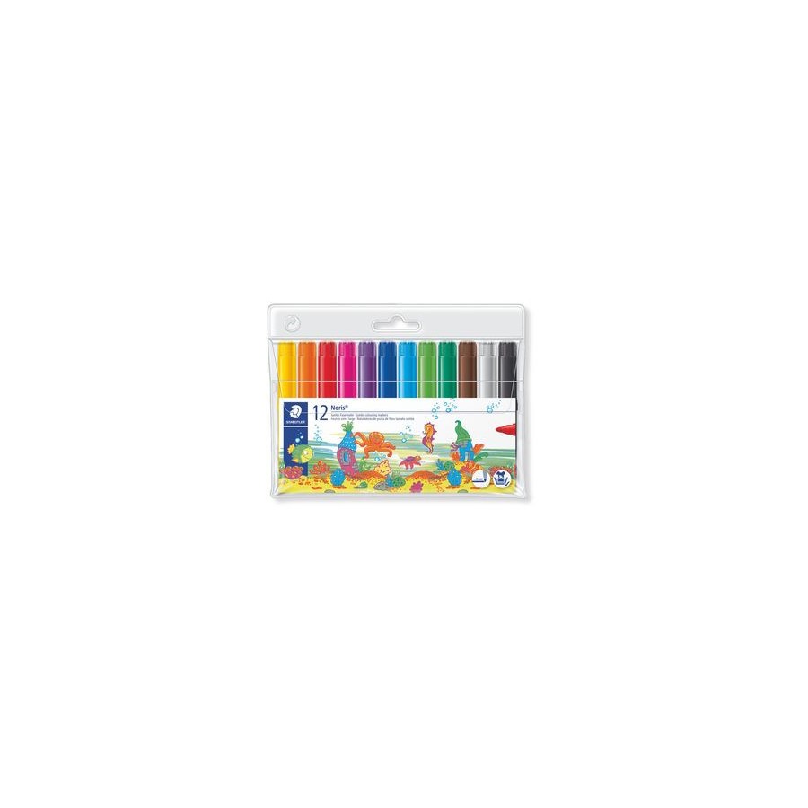 1403-ESTUCHE 12 ROTULADORES ESCOLARES NORIS CLUB TRAZO 3MM. SURTIDOS STAEDTLER 340 WP12