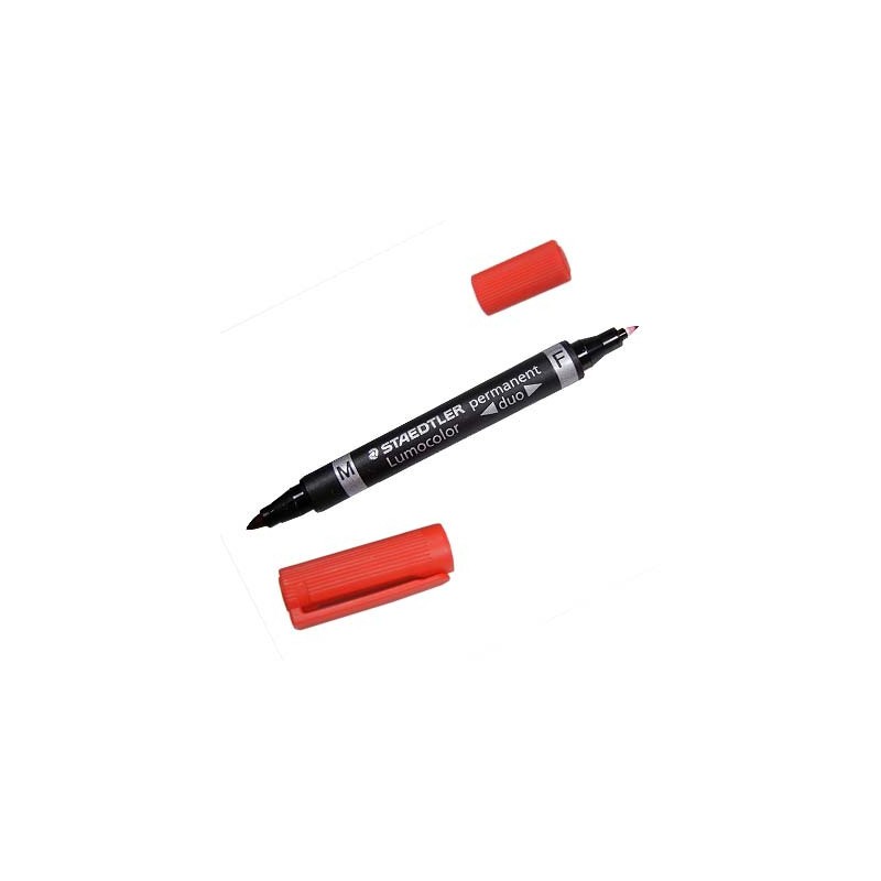 1410-MARCADOR DUO LUMOCOLOR PERMANENTE PUNTAS 0,6/1MM. 1MM. ROJO STAEDTLER 348-2