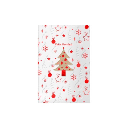 14102-PACK 6 TARJETAS DE FELICITACION NAVIDAD - TAMANO 11,5 X 17 CM - MODELO WOOD DOHE 70039
