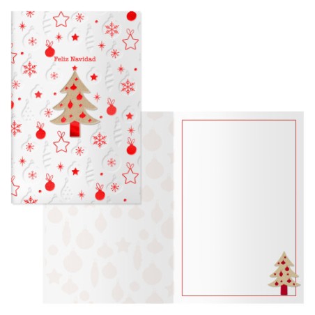 14103-PACK 6 TARJETAS DE FELICITACION NAVIDAD - TAMANO 11,5 X 17 CM - MODELO WOOD DOHE 70039