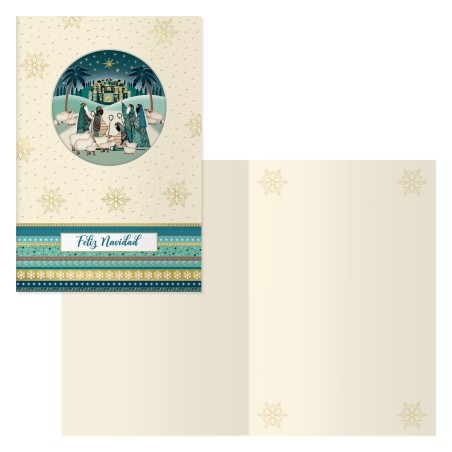 14105-PACK 6 TARJETAS DE FELICITACION NAVIDAD - TAMANO 11,5 X 17 CM - MODELO BELEN DOHE 70047