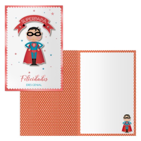 14115-PACK 6 TARJETAS DE FELICITACION PAPAS - TAMANO 11,5 X 17 CM - MODELO SUPERDAD DOHE 70082