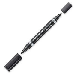1412-MARCADOR DUO LUMOCOLOR PERMANENTE PUNTAS 0,6/1MM. 1MM. NEGRO STAEDTLER 348-9