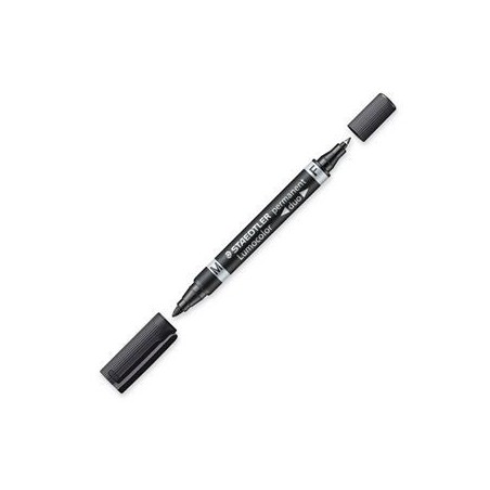1412-MARCADOR DUO LUMOCOLOR PERMANENTE PUNTAS 0,6/1MM. 1MM. NEGRO STAEDTLER 348-9