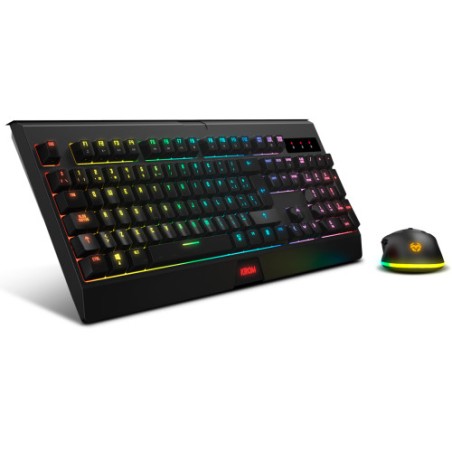 14230-Krom KABALA teclado Raton incluido RF inalambrico QWERTY Espanol Negro