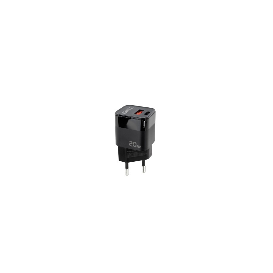 14275-TooQ Cargador de Pared USB-C/PD + USB-A/QC 20W, Negro 14275-TooQ Cargador de Pared USB-C/PD + USB-A/QC 20W, Negro