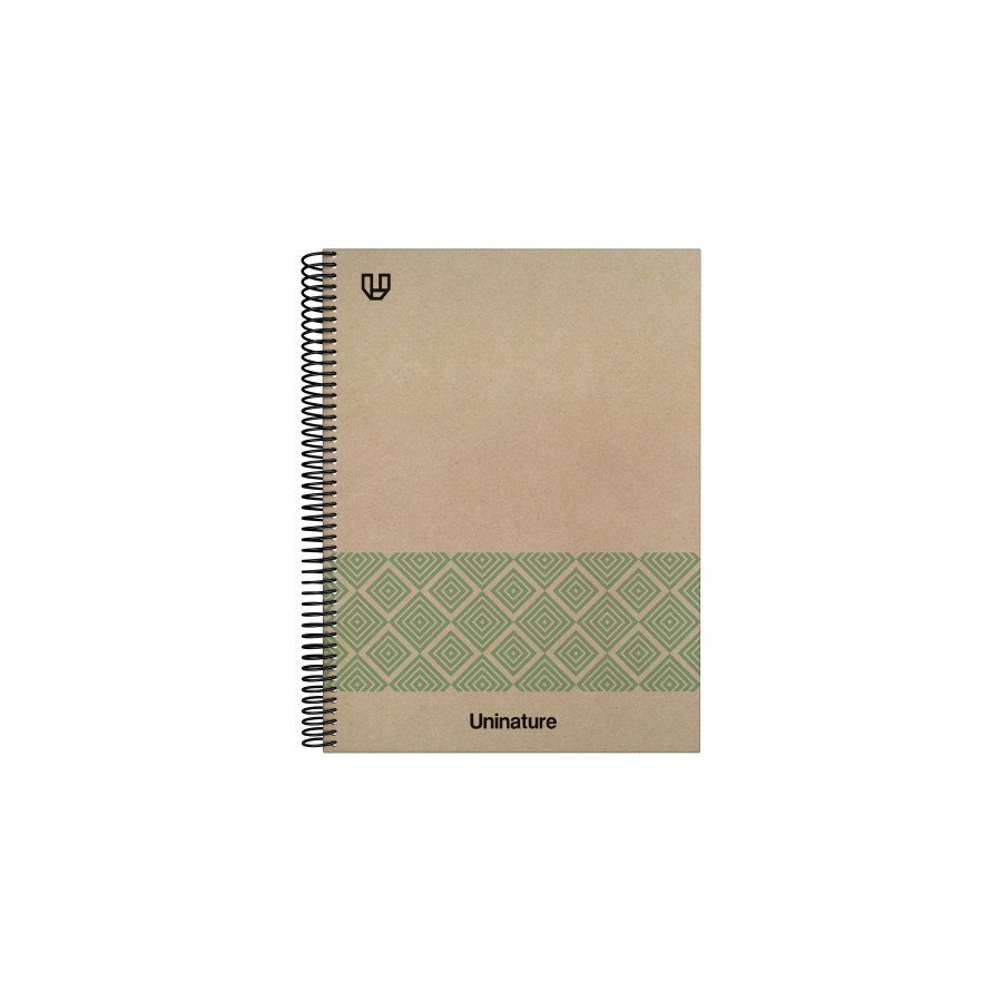14570-CUADERNO RECICLADO A4 KRAFT SOFT TAPA DURA 80 HOJAS 90GR CUADRICULA 4X4 MM VERDE UNINATURE 88500320