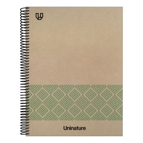 14571-CUADERNO RECICLADO A4 KRAFT SOFT TAPA DURA 80 HOJAS 90GR LISO VERDE UNINATURE 88500420