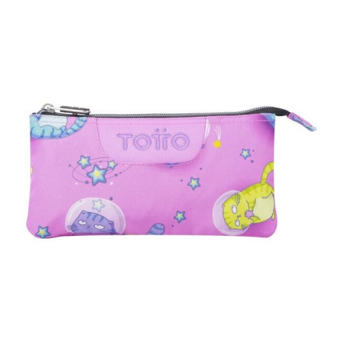 14602-ESTUCHE ESCOLAR TRES COMPARTIMENTOS GATOS ASTRONAUTAS TOTTO AC52ECO012-2310Z-9I9