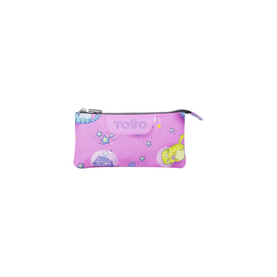 14602-ESTUCHE ESCOLAR TRES COMPARTIMENTOS GATOS ASTRONAUTAS TOTTO AC52ECO012-2310Z-9I9