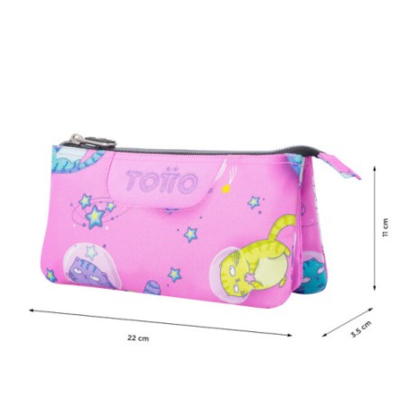 14603-ESTUCHE ESCOLAR TRES COMPARTIMENTOS GATOS ASTRONAUTAS TOTTO AC52ECO012-2310Z-9I9