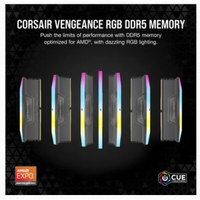 MEMORIA CORSAIR DDR5 32GB 2X16GB PC5200 VENGEANCE RGB CMH32GX5M2B5200Z40K