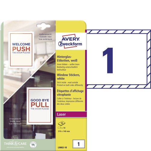 14776-ADHESIVOS DOBLE CARA PARA VENTANAS 210X148 MM 10 HOJAS POR PAQUETE AVERY L9002-10
