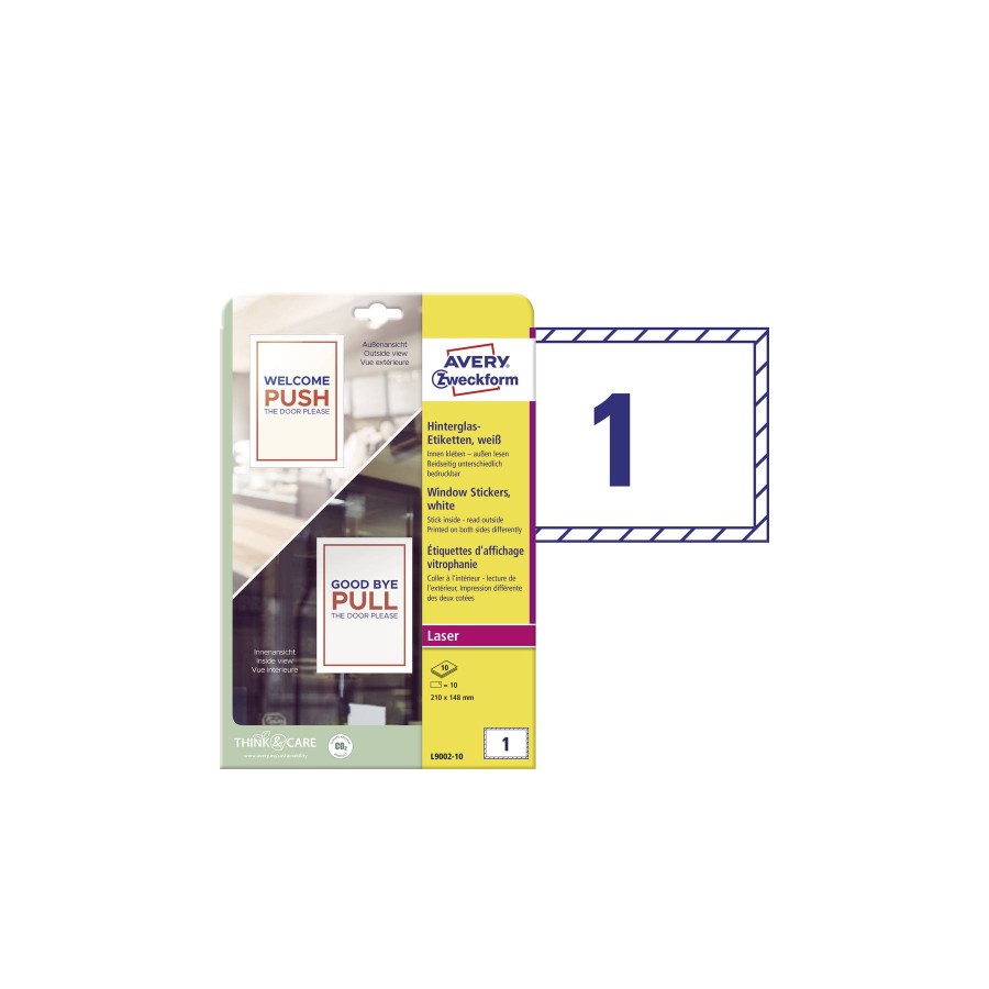 14776-ADHESIVOS DOBLE CARA PARA VENTANAS 210X148 MM 10 HOJAS POR PAQUETE AVERY L9002-10 14776-ADHESIVOS DOBLE CARA PARA VENTANAS 210X148 MM 10 HOJAS POR PAQUETE AVERY L9002-10