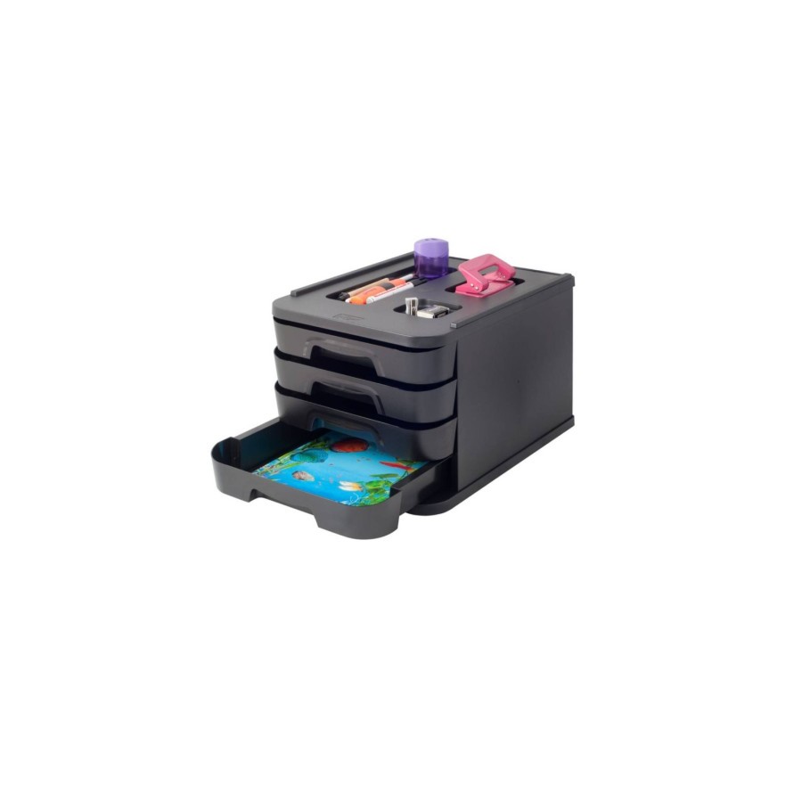 14797-MUEBLE 4 CAJONES MONTADO COLOR NEGRO PLASTICO RECICLADO Y RECICLABLE FAIBO 1000MR2