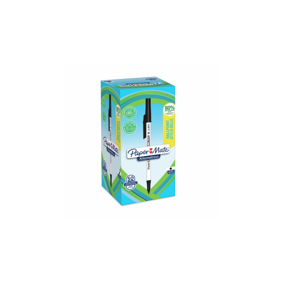 14820-CAJA 50 BOLIGRAFOS PAPER MATE KILOMETRICO PUNTA MEDIANA (1,0MM) TINTA NEGRA 80% PLASTICO RECICLADO PAPER MATE 2187 14820-CAJA 50 BOLIGRAFOS PAPER MATE KILOMETRICO PUNTA MEDIANA (1,0MM) TINTA NEGRA 80% PLASTICO RECICLADO PAPER MATE 2187