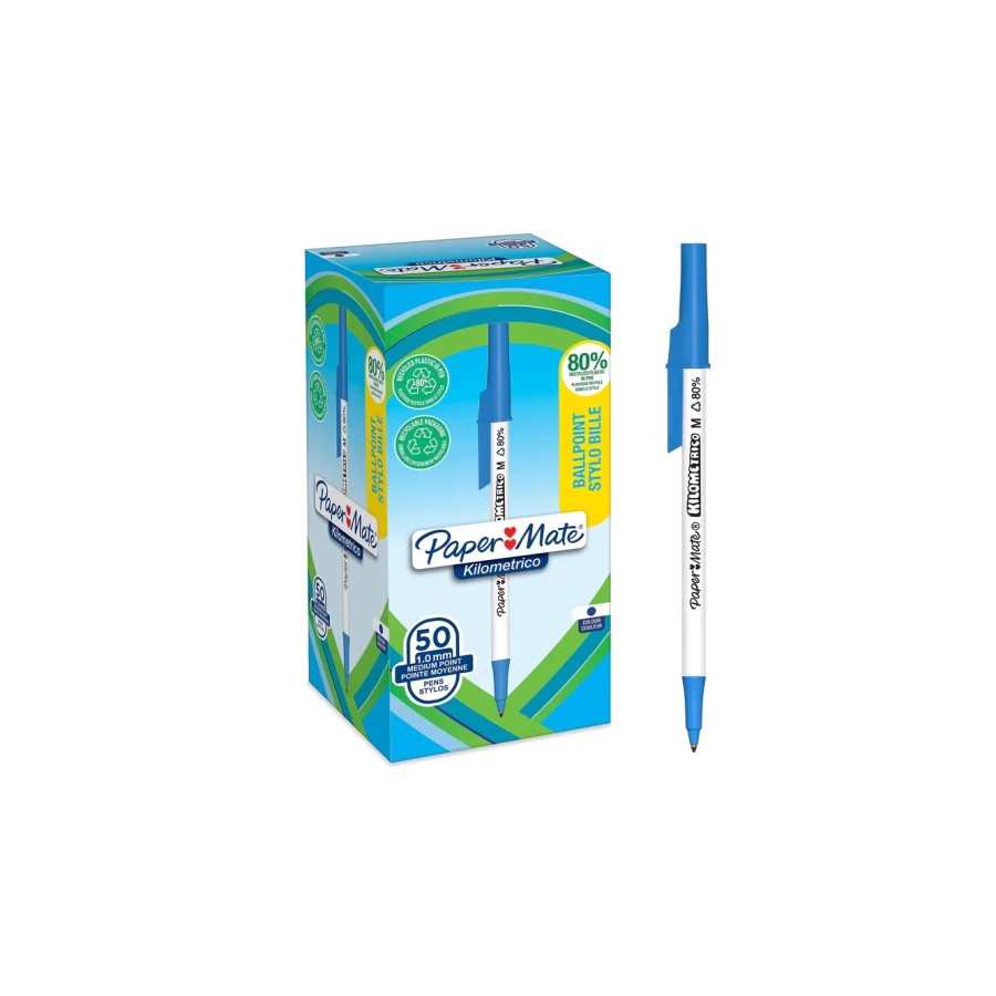 14822-CAJA 50 BOLIGRAFOS PAPER MATE KILOMETRICO PUNTA MEDIANA (1,0MM) TINTA AZUL 80% PLASTICO RECICLADO PAPER MATE 21877 14822-CAJA 50 BOLIGRAFOS PAPER MATE KILOMETRICO PUNTA MEDIANA (1,0MM) TINTA AZUL 80% PLASTICO RECICLADO PAPER MATE 21877