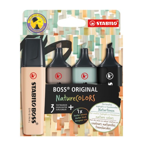 14842-STABILO BOSS ORIGINAL NatureColors marcador 4 pieza(s) Punta de cincel Beige, Negro, Verde, Gris claro