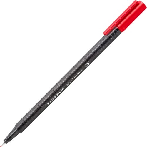 14861-CAJA DE 10 ROTULADORES TRIPLUS FINELINER 334 ECO EDITION ROJO STAEDTLER 334 R-2