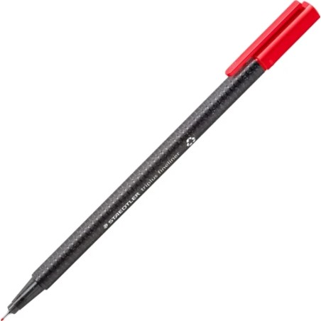 14861-CAJA DE 10 ROTULADORES TRIPLUS FINELINER 334 ECO EDITION ROJO STAEDTLER 334 R-2