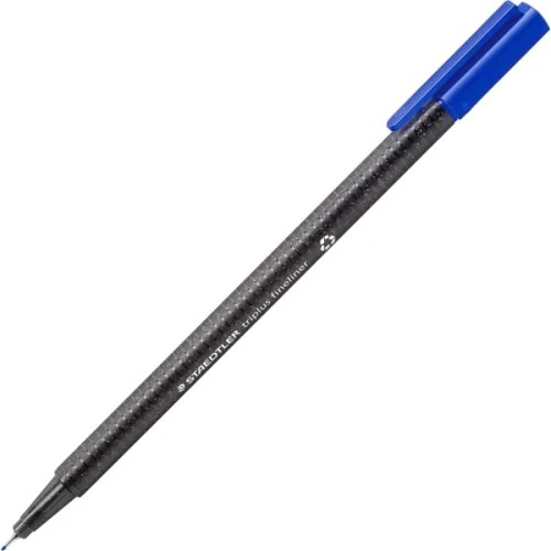 14863-CAJA DE 10 ROTULADORES TRIPLUS FINELINER 334 ECO EDITION AZUL STAEDTLER 334 R-3