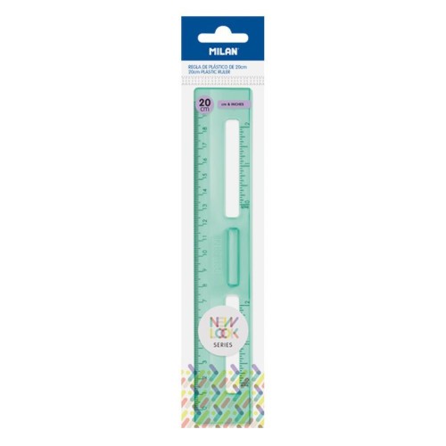 14882-REGLA 20 CM TRANSPARENTE SERIE NEW LOOK, VERDE MILAN 357801NL