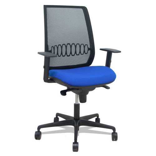 14932-SILLA ALARES SINCRO MALLA NEGRA BALI AZUL BRAZO REGULABLE PIQUERAS Y CRESPO 397SM840B229B10B68R65