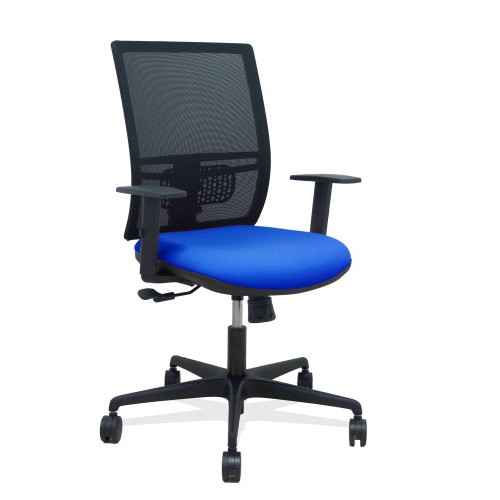 14941-SILLA YUNQUERA SINCRO MALLA NEGRA BALI AZUL BRAZO REGULABLE PIQUERAS Y CRESPO 400SM840B229B10B68R65
