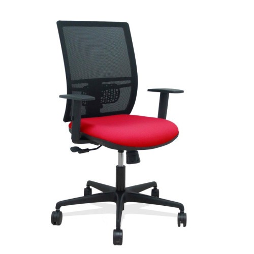 14943-SILLA YUNQUERA SINCRO MALLA NEGRA BALI ROJO BRAZO REGULABLE PIQUERAS Y CRESPO 400SM840B350B10B68R65