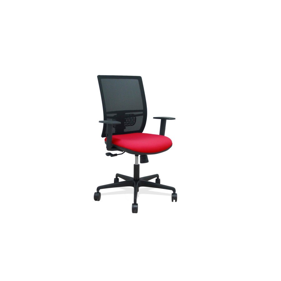 14943-SILLA YUNQUERA SINCRO MALLA NEGRA BALI ROJO BRAZO REGULABLE PIQUERAS Y CRESPO 400SM840B350B10B68R65