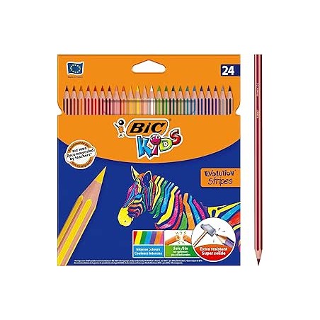1499-BLISTER 24 LAPICES DE COLORES EVO STRIPES COLORES SURTIDOS BIC 9505251