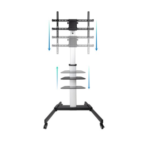 14999-TooQ Hera Soporte de Suelo de Aluminio con Ruedas para Pantalla 37"-86"