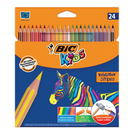 1500-BLISTER 24 LAPICES DE COLORES EVO STRIPES COLORES SURTIDOS BIC 9505251