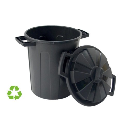 15017-CONTENEDOR SOSTENIBLE DE RECICLAJE CON TAPA 100 LITROS 54X64X68 CM PP NEGRO ARCHIVO 2000 CP1426100 NE