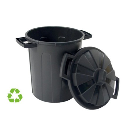 15017-CONTENEDOR SOSTENIBLE DE RECICLAJE CON TAPA 100 LITROS 54X64X68 CM PP NEGRO ARCHIVO 2000 CP1426100 NE
