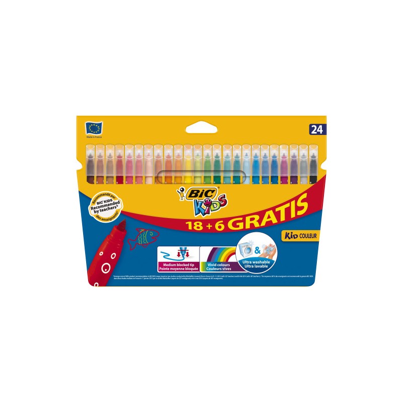 1502-ESTUCHE 24 ROTULADORES ULTRALAVABLES KID COULEUR TRAZO 0,8MM. BIC 9117373 1502-ESTUCHE 24 ROTULADORES ULTRALAVABLES KID COULEUR TRAZO 0,8MM. BIC 9117373