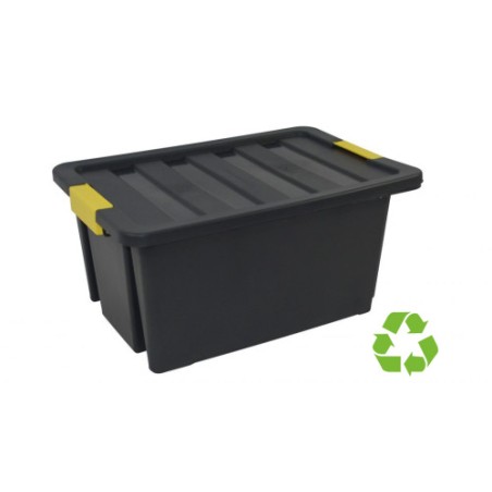 15024-CAJA SOSTENIBLE DE ALMACENAJE CON TAPA Y RUEDAS 55 LITROS 43X63X30CM PP NEGRO ARCHIVO 2000 CP1481055 NE
