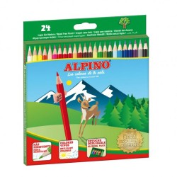 1517-ESTUCHE CARTON 24 UNIDADES LAPICES HEXAGONALES ALTA CALIDAD 3MM. COLORES SURTIDOS ALPINO AL010658