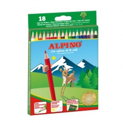 1518-ESTUCHE CARTON 18 UNIDADES LAPICES HEXAGONALES ALTA CALIDAD 3MM. COLORES SURTIDOS ALPINO AL010656
