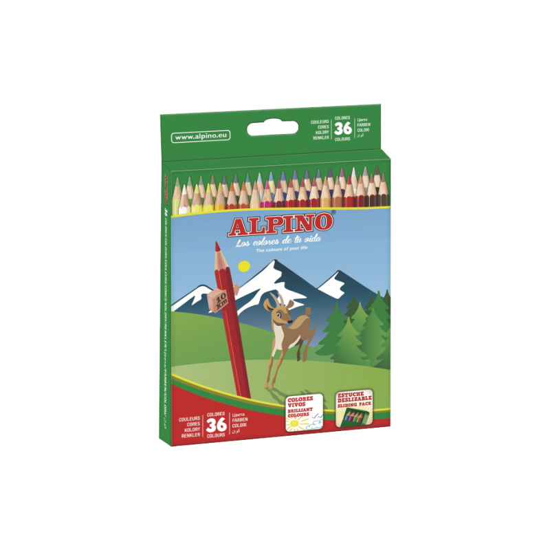1519-ESTUCHE CARTON 36 UNIDADES LAPICES HEXAGONALES ALTA CALIDAD 3MM. COLORES SURTIDOS ALPINO AL010600 1519-ESTUCHE CARTON 36 UNIDADES LAPICES HEXAGONALES ALTA CALIDAD 3MM. COLORES SURTIDOS ALPINO AL010600
