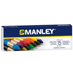 1525-ESTUCHE DE 15 UNIDADES CERAS BLANDAS COLORES SURTIDOS MANLEY MNC00055