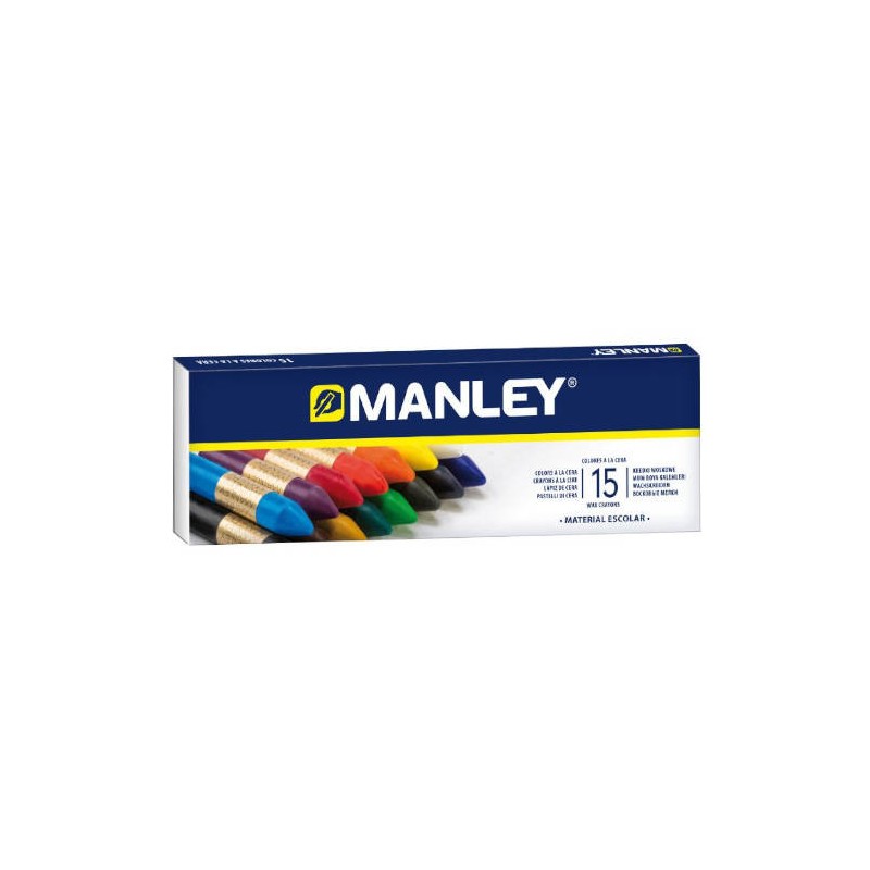 1525-ESTUCHE DE 15 UNIDADES CERAS BLANDAS COLORES SURTIDOS MANLEY MNC00055