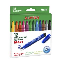 1532-ESTUCHE 12 UNIDADES ROTULADORES PUNTA GRUESA COLORES SURTIDOS ALPINO AR000006N