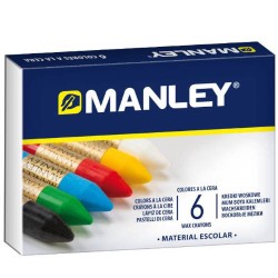 1537-ESTUCHE DE 6 UNIDADES CERAS BLANDAS COLORES SURTIDOS MANLEY MNC00022