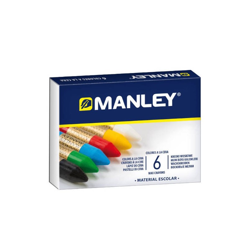 1537-ESTUCHE DE 6 UNIDADES CERAS BLANDAS COLORES SURTIDOS MANLEY MNC00022