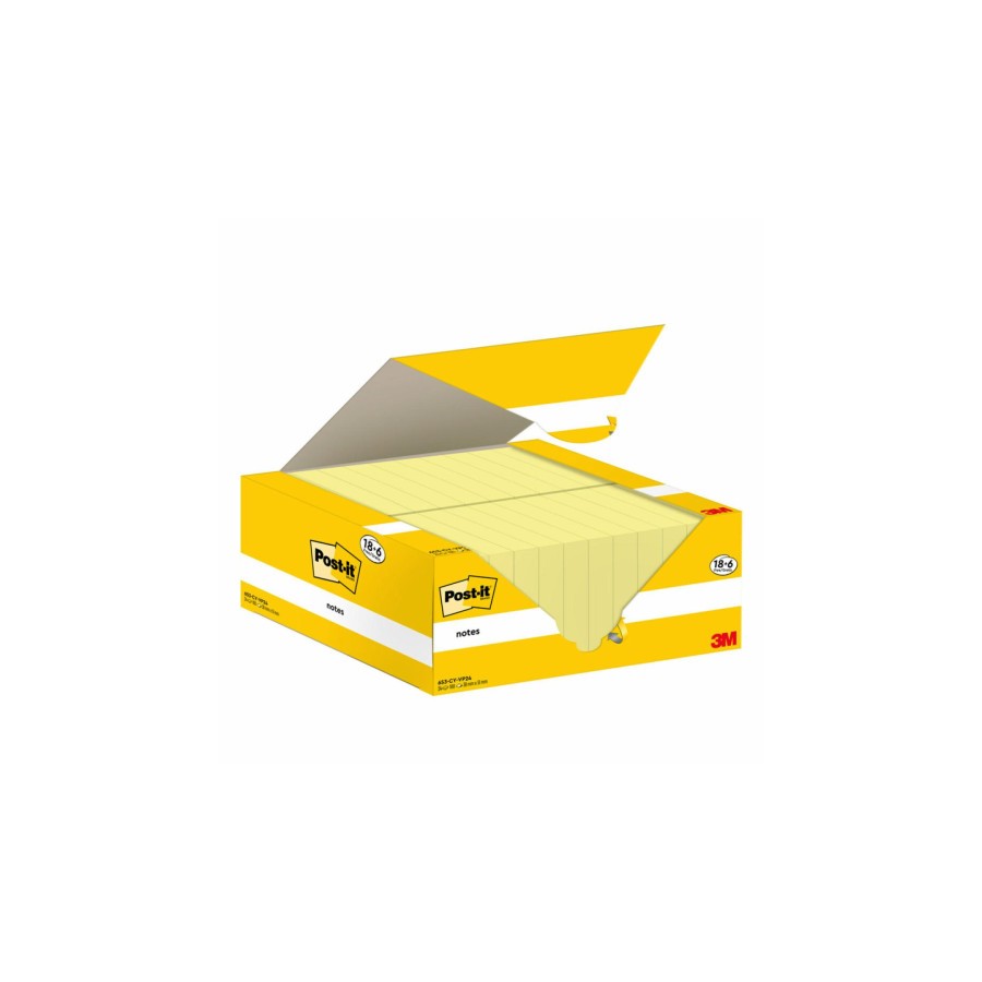 15514-PACK 18+6 BLOCS 100 HOJAS NOTAS ADHESIVAS 38X51MM CANARY YELLOW CAJA CARTON 653-CY-VP24 POST-IT 7100317764